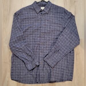 ROWM men's blue grey long-sleeve cotton blend button-down shirt Pocket Sz XL